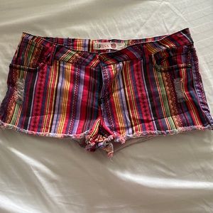 Retro printed Jean shorts